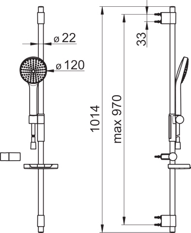 HA Wandstangengarnitur HANSAACTIVEJET 8437 1-strahlig Chrom/Hellgrau