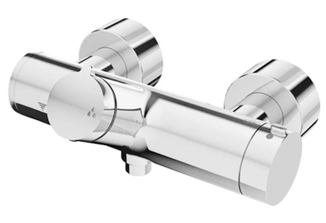 Aufputz-Duscharmatur VITUS VD-Auf/Zu-T / u, Mischwasser, Thermostat, Auf/Zu-Aufputz-Duscharmatur, 2 RFV, 2x DN 15 G 1/2 AG, DN 15 G 1/2 AG (unten), chrom