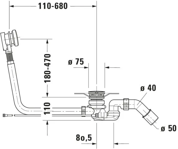 Duravit Ab- und Überlaufgarnitur für Badewannen mit Zulauf Modell 791230