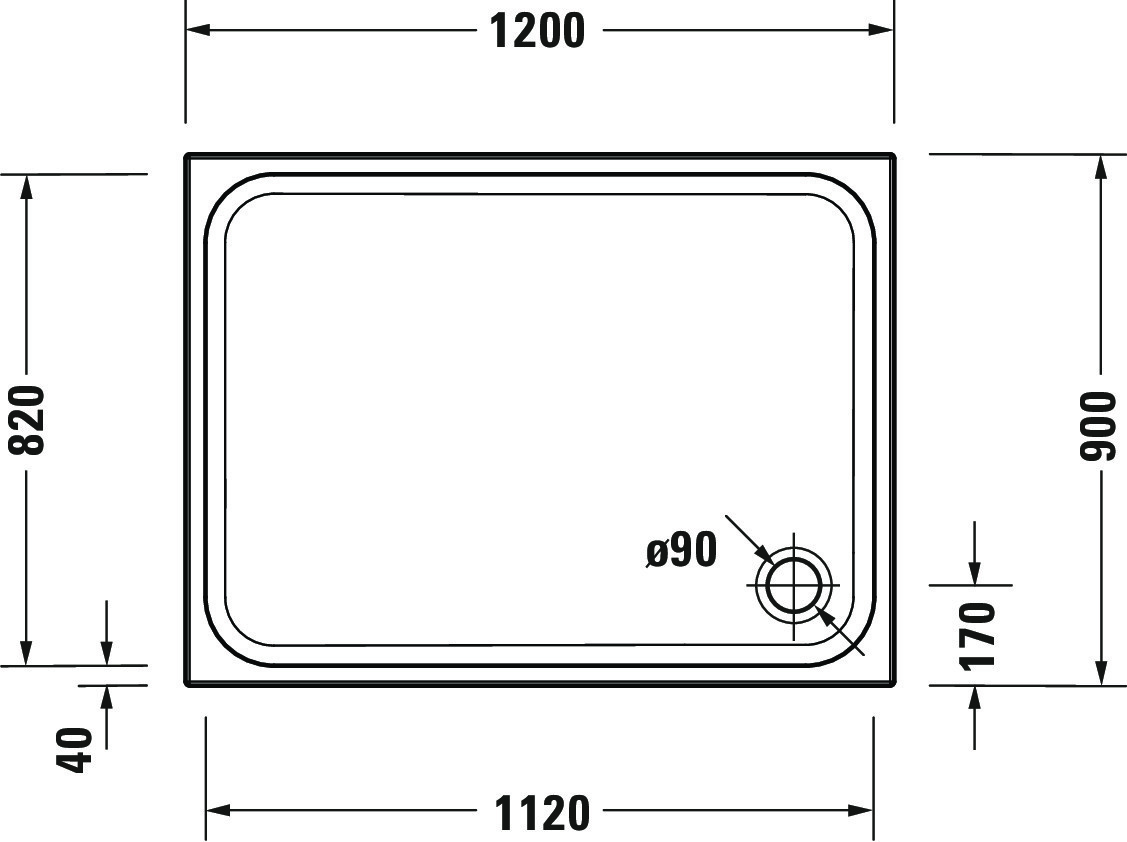 Duravit rechteck Duschwanne „D-Code“ 120 × 90 cm ohne Antislip Duravit rechteck Duschwanne „D-Code“ 120 × 90 cm ohne Antislip
