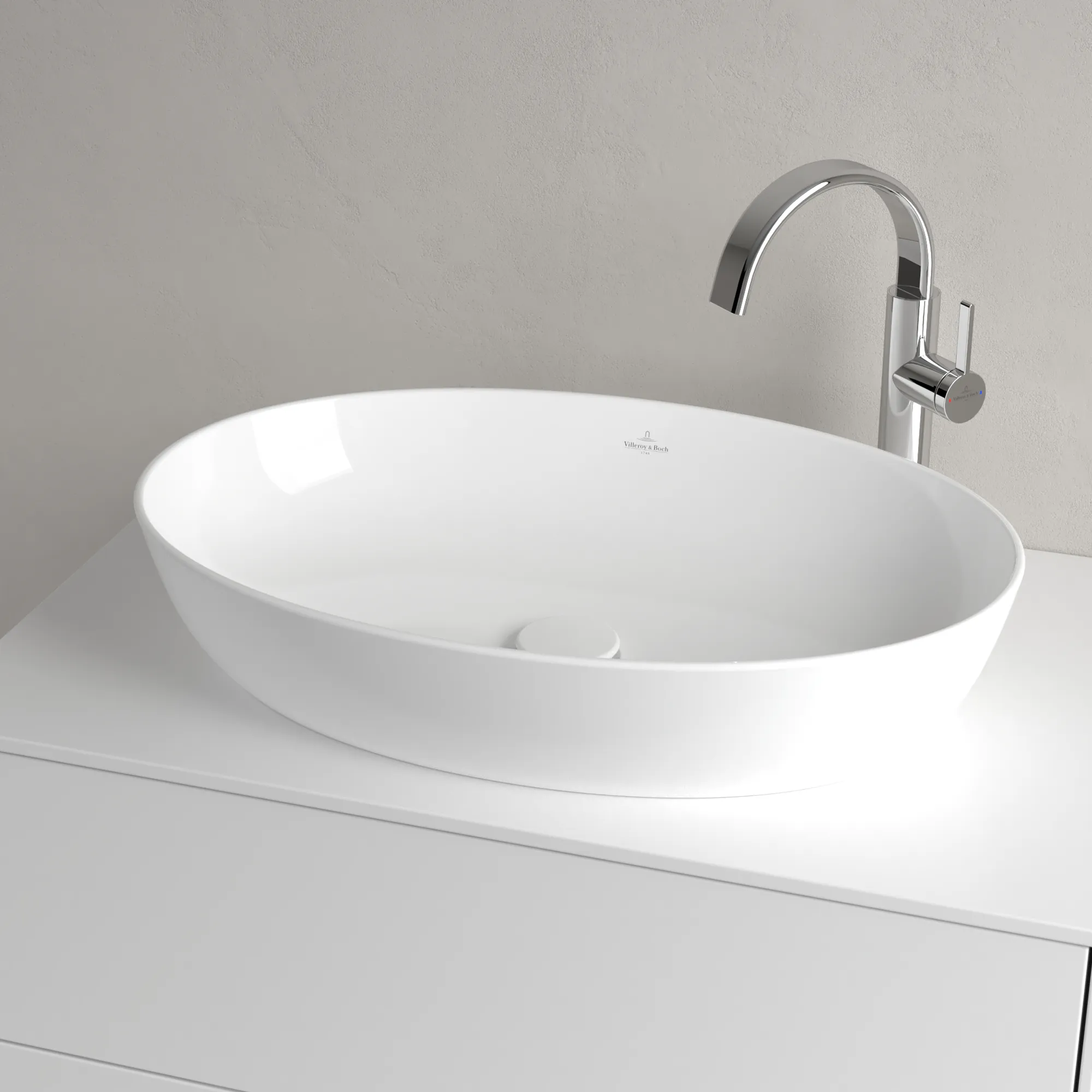 Villeroy & Boch Aufsatzwaschbecken Artis, oval, Stone White CeramicPlus, 610x410x130 mm, TitanCeram, matt, ohne Überlauf Villeroy & Boch Aufsatzwaschbecken Artis, oval, Stone White CeramicPlus, 610x410x130 mm, TitanCeram, matt, ohne Überlauf