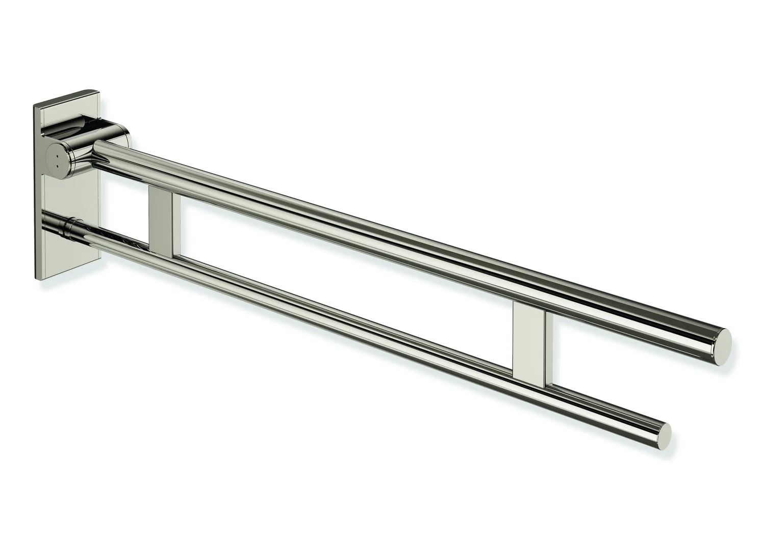 HEWI System 900 - Mobiler Stützklappgriff Duo, Edelstahl PVD nickelglänzend, Ausladung 900 mm, Höhe 210 mm, Breite 101 mm