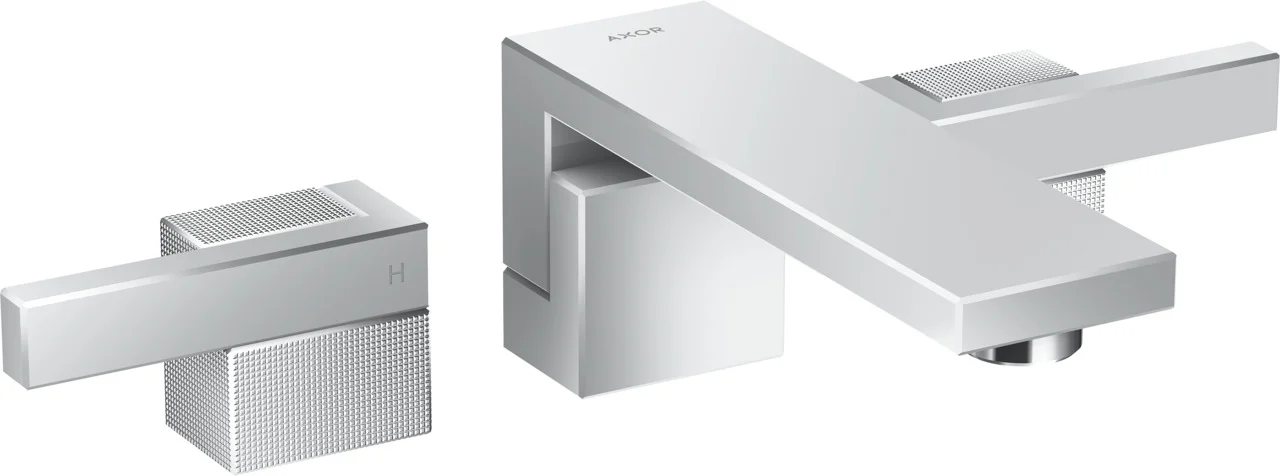 Hansgrohe AXOR Edge 3-Loch Waschtischarmatur Wandmontage Diamantschliff Chrom, Ausladung 190 mm, Hebelgriff, Normalstrahl, max. Durchfluss 5 l/min Hansgrohe AXOR Edge 3-Loch Waschtischarmatur Wandmontage Diamantschliff Chrom, Ausladung 190 mm, Hebelgriff, Normalstrahl, max. Durchfluss 5 l/min