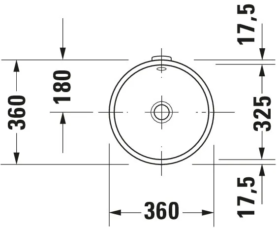 Einbauwaschtisch Architec 325 mm EB v.u.,m.ÜL,o.HLB,u.glasiert,weiß