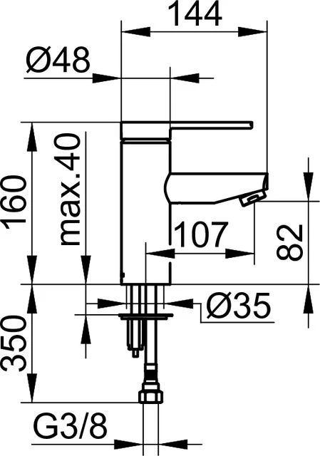 Plan blue 53902010101 Einhebel-Waschtischmischer 90 mit verlängertem Griffhebel ohne Zugstangen-Ablaufgarnitur verchromt