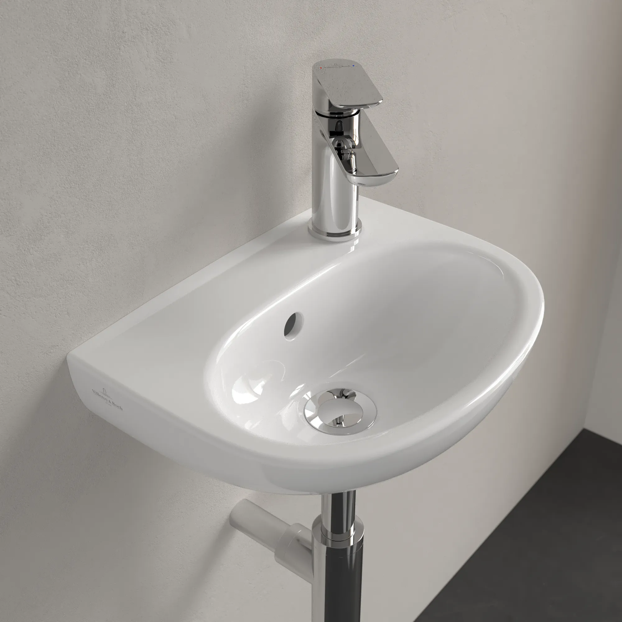 Villeroy & Boch Handwaschbecken O.novo, oval, weiß Alpin CeramicPlus, 360x275x145 mm, 1-Loch-Armatur, mit Überlauf