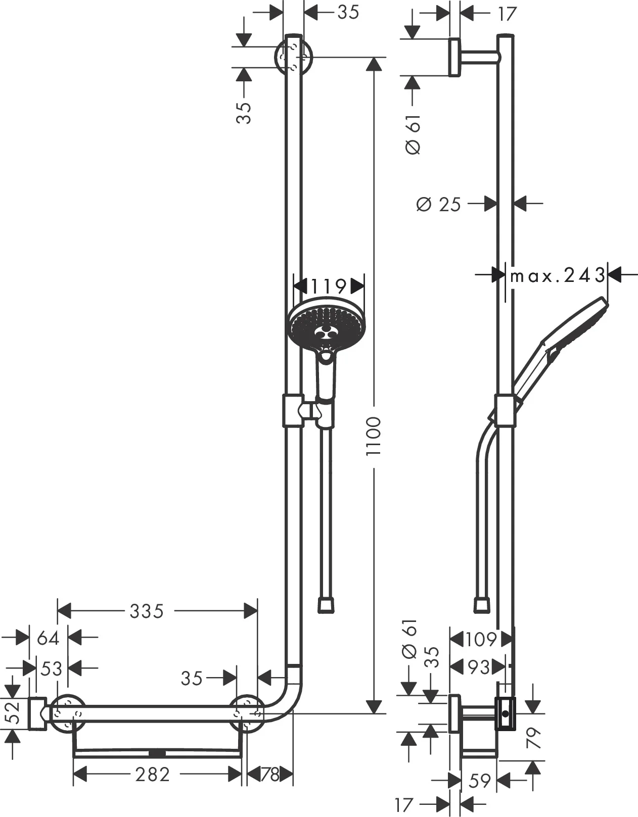 Hansgrohe Raindance Select S Brausenset 120, Chrom, 110 cm Brausestange, 3 Strahlarten (RainAir, Rain, Whirl), QuickClean, verstellbarer Neigungswinkel Hansgrohe Raindance Select S Brausenset 120, Chrom, 110 cm Brausestange, 3 Strahlarten (RainAir, Rain, Whirl), QuickClean, verstellbarer Neigungswinkel