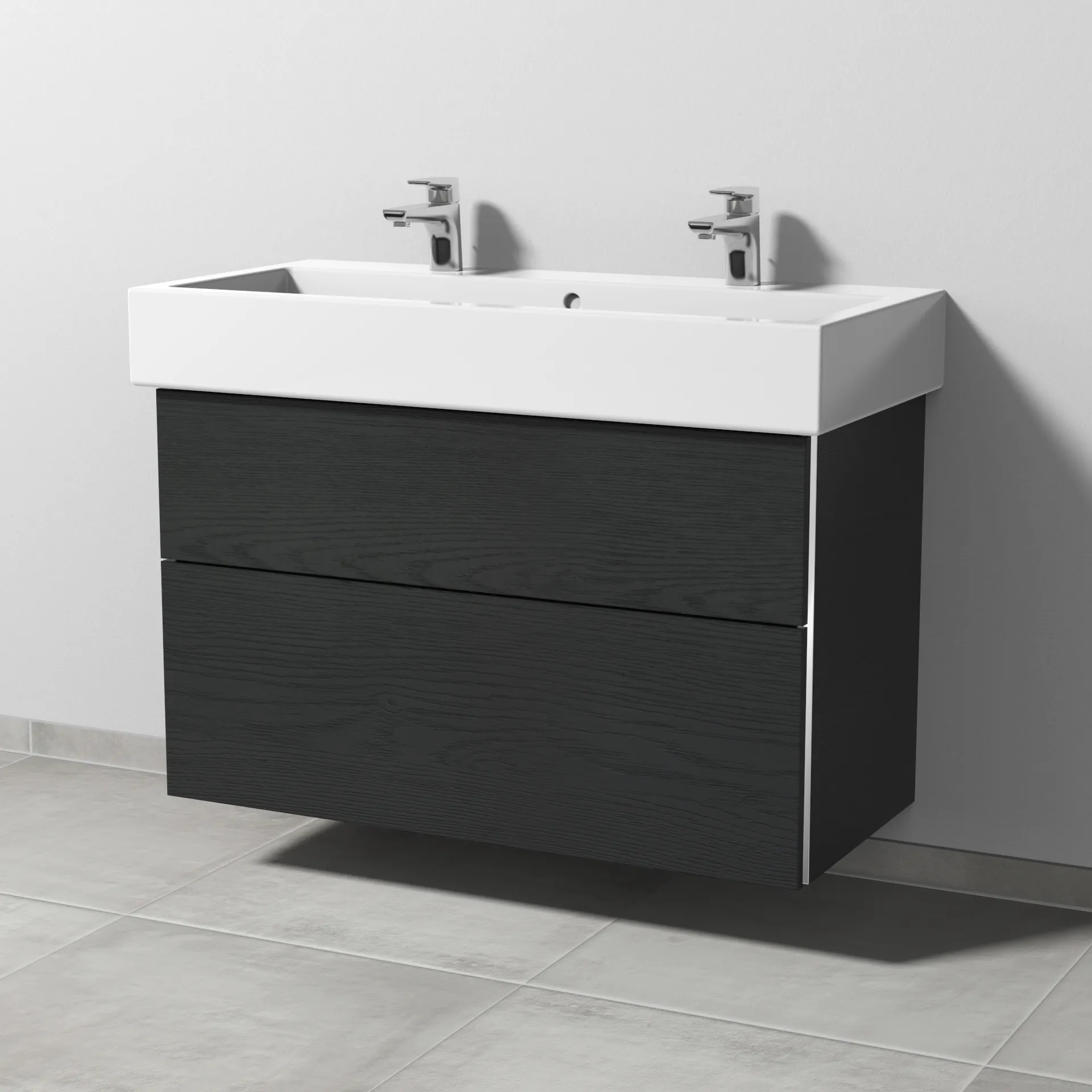 Sanipa Waschtischunterschrank „3way“ passend zu Keramik-Waschtische Vero von Duravit 950 × 593 × 447 mm in Black Oak