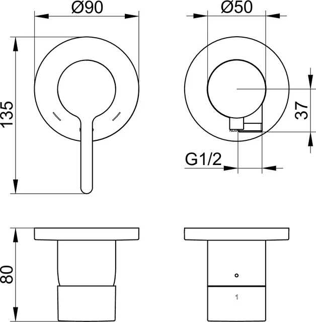 Edition 400 51551011121 Einhebelmischer Set UP 2-Wege mit Schlauchanschluss verchromt