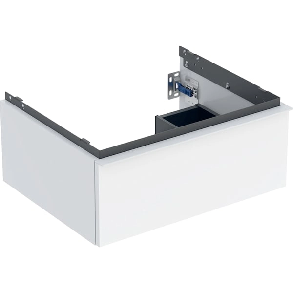 iCon Unterschrank für Waschtisch, mit einer Schublade: Breite Waschtisch=60cm, Korpus und Front: weiß / lackiert hochglänzend, Griff: weiß / pulverbeschichtet matt iCon Unterschrank für Waschtisch, mit einer Schublade: Breite Waschtisch=60cm, Korpus und Front: weiß / lackiert hochglänzend, Griff: weiß / pulverbeschichtet matt