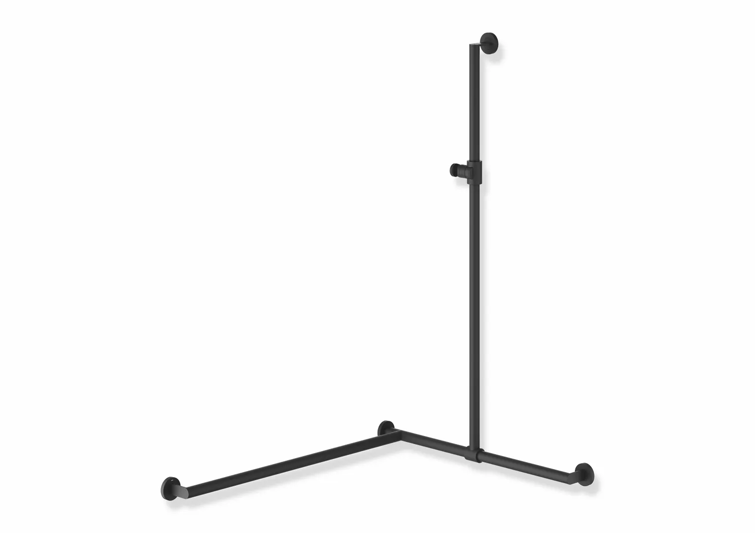 HEWI System 900 Duschhandlauf, links, 1250x765/965 mm, schwarz tiefmatt