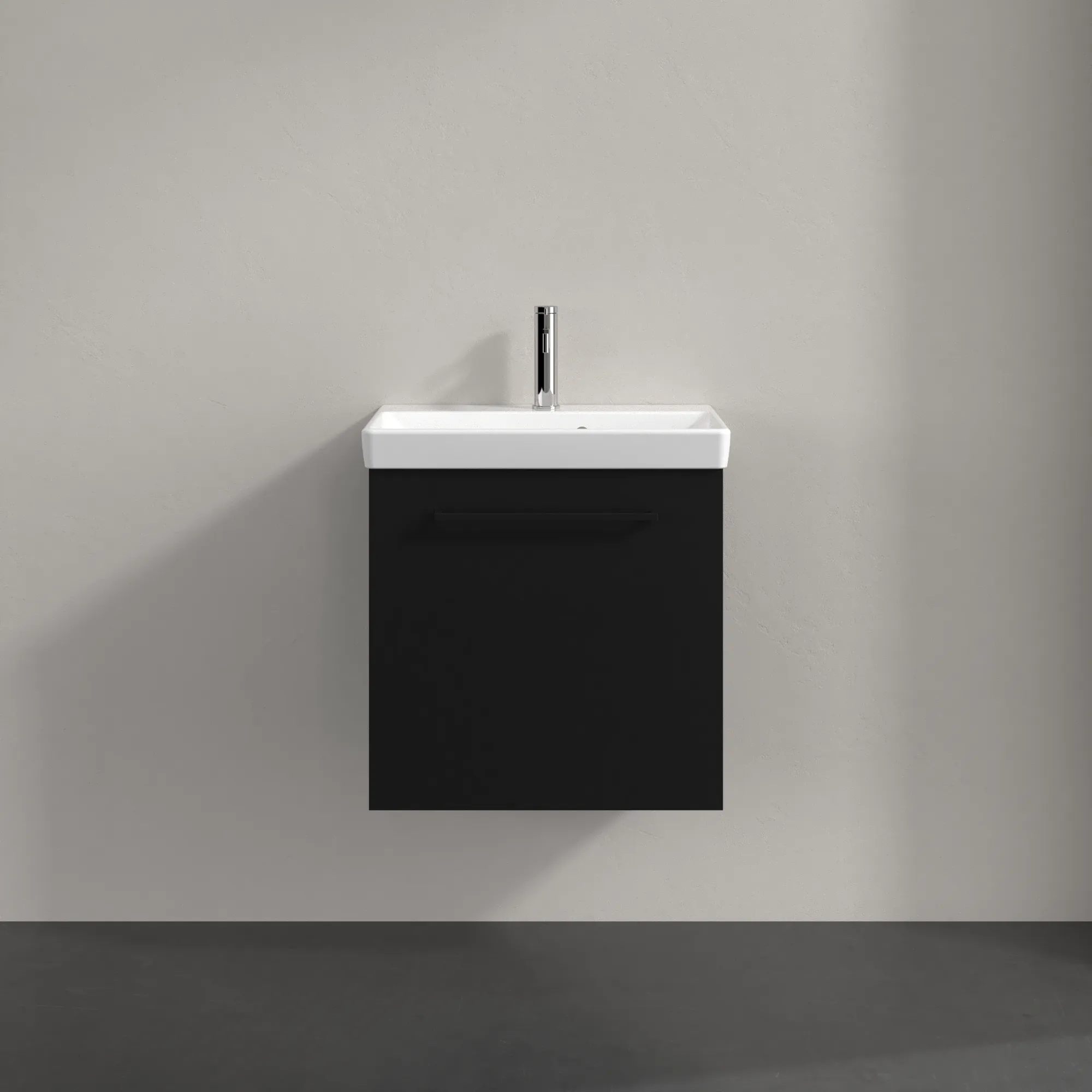 Villeroy & Boch Waschtischunterschrank mit Tür „Avento“ für Schrankwaschtisch 530 × 514 × 352 mm Volcano Black, Anschlag rechts, Soft Closing, 1 Tür
