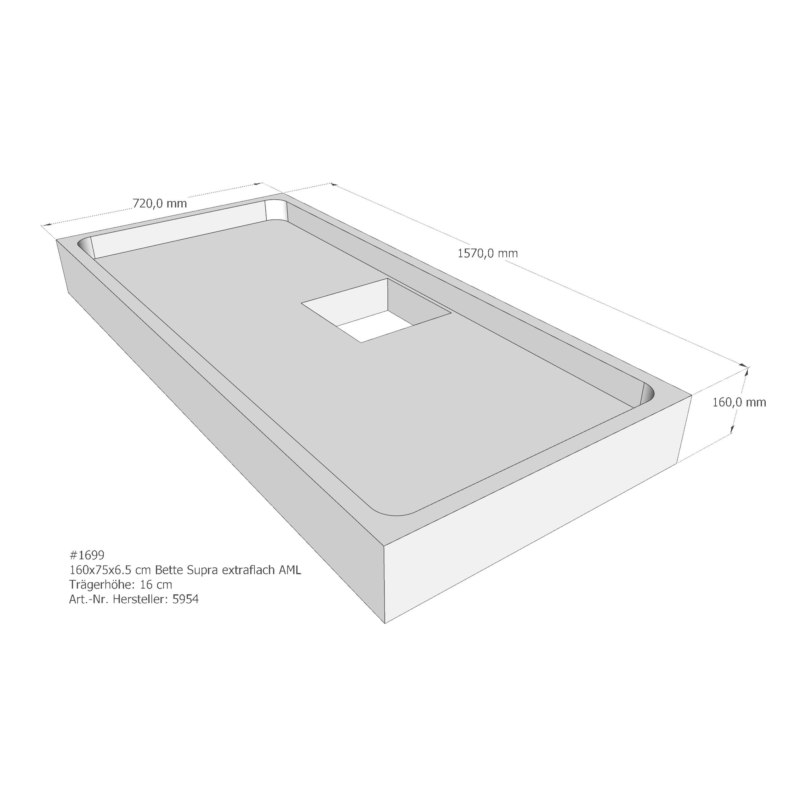 Duschwannenträger für Bette Supra (extraflach) 160 × 75 × 6,5 cm Duschwannenträger für Bette Supra (extraflach) 160 × 75 × 6,5 cm