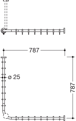 VH-Stange, d:25, A1/A2=787, 16 Ringe, plvb weiß tiefmatt