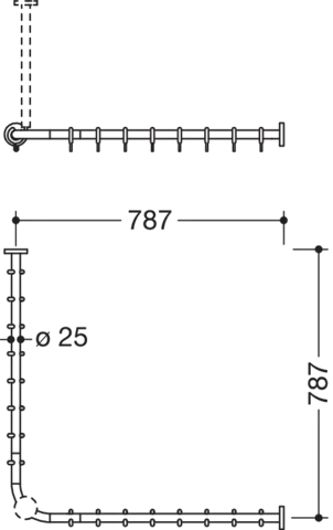 VH-Stange, d:25, A1/A2=787, 16 Ringe, plvb weiß tiefmatt VH-Stange, d:25, A1/A2=787, 16 Ringe, plvb weiß tiefmatt