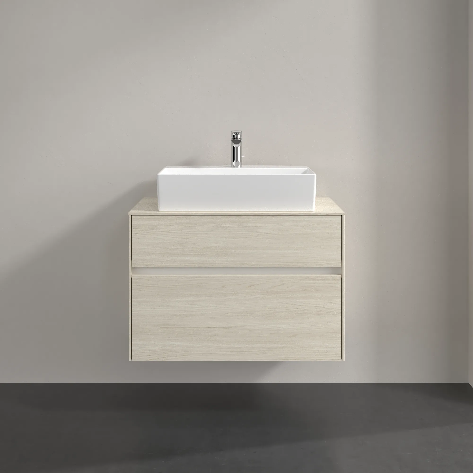 Villeroy & Boch Waschbeckenunterschrank Collaro, eckig, White Oak, 800 x 548 x 500 mm, mit Absenkautomatik