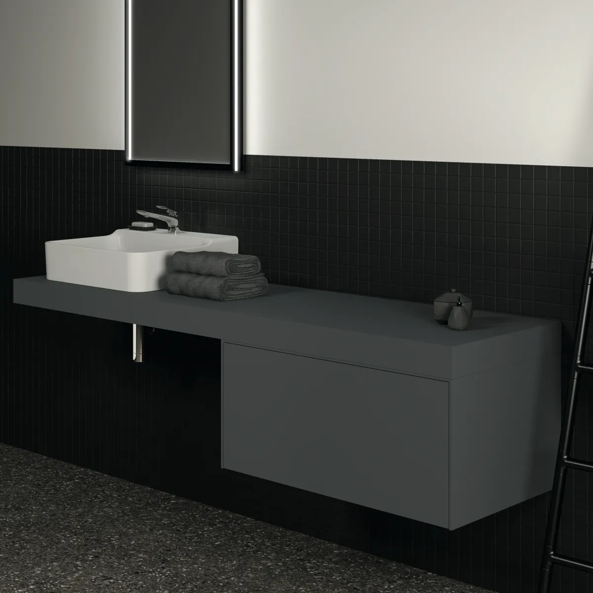 Ideal Standard Waschtischunterschrank „Conca“ 80 × 36 × 50,5 cm Anthrazit matt lackiert