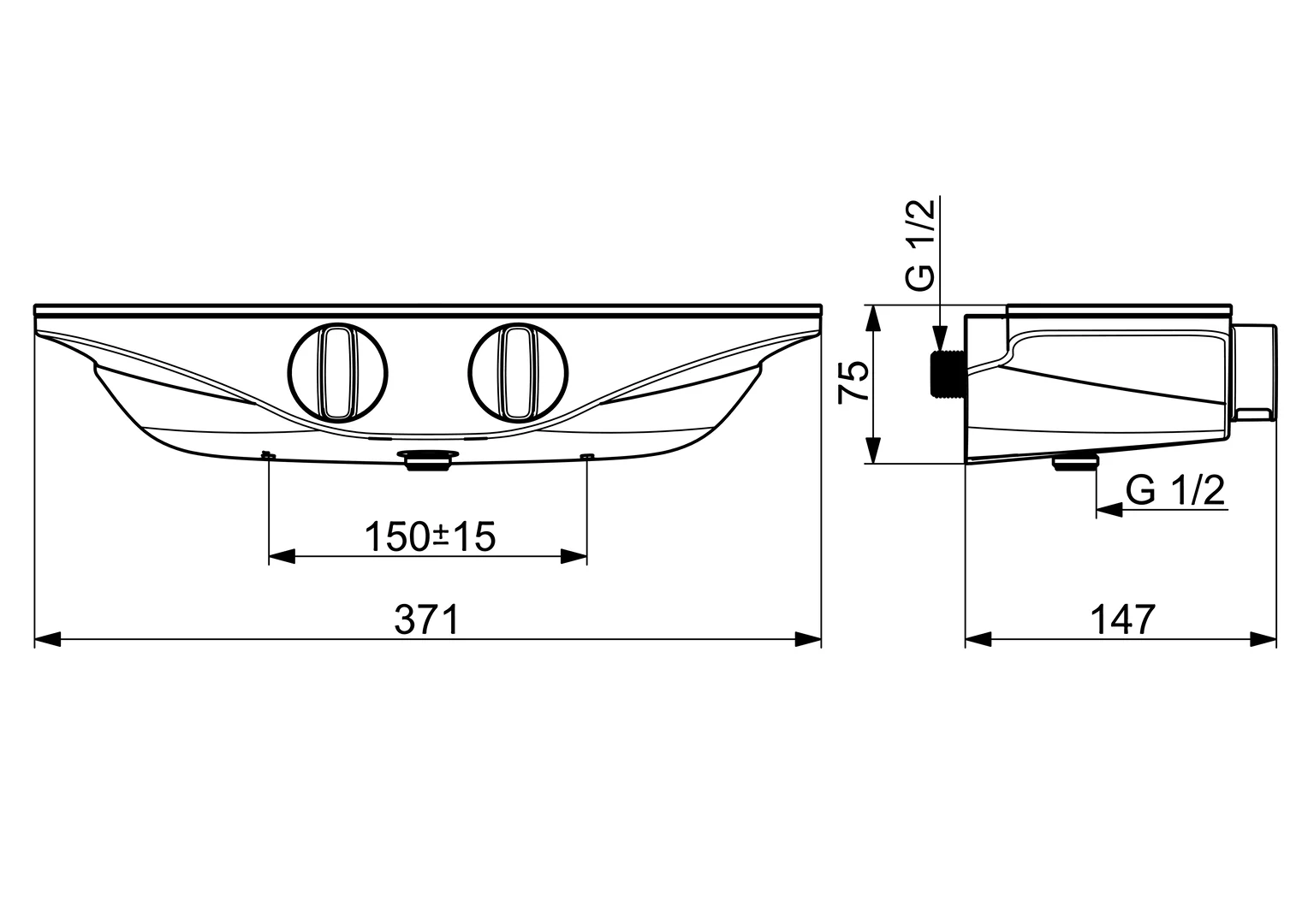 HansaEMOTION Duscharmatur Wandmontage Thermostat Chrom/Weiss DN15