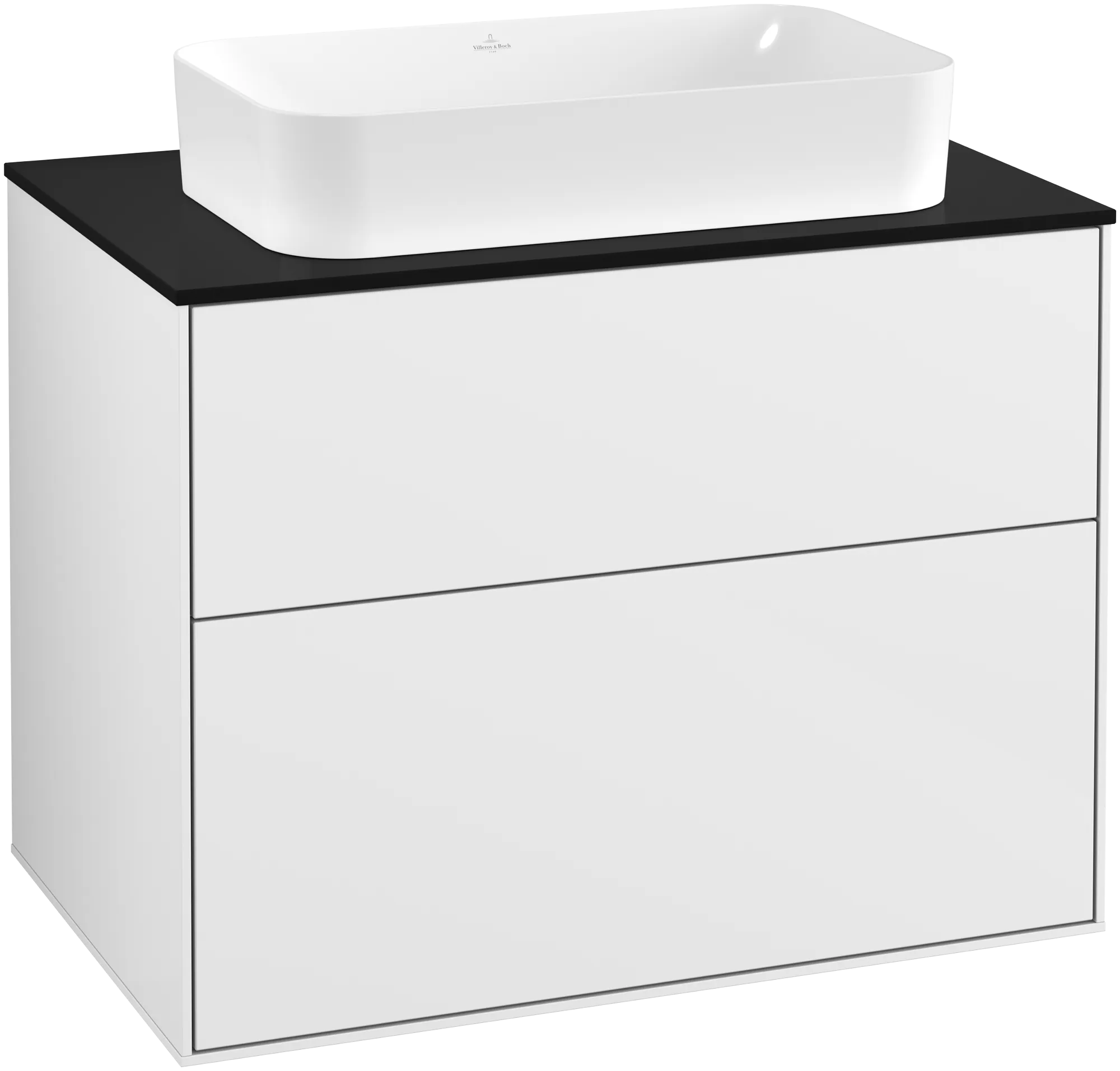 Villeroy & Boch Finion Waschbeckenunterschrank F22 800x603x501mm Glossy White Lacquer / Glass Black Matt Villeroy & Boch Finion Waschbeckenunterschrank F22 800x603x501mm Glossy White Lacquer / Glass Black Matt