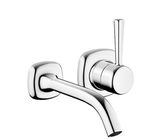 Dornbracht COYA Waschtisch-Wand-Einhandbatterie ohne Ablaufgarnitur Chrom, Ausladung 191 mm, starrer Auslauf, runder luftangereicherter Strahl, Bohrungsdurchmesser Auslauf 37 mm, Bohrungsdurchmesser Einhandbatterie 57 mm, Rosette für Auslauf 60 x 60 mm
