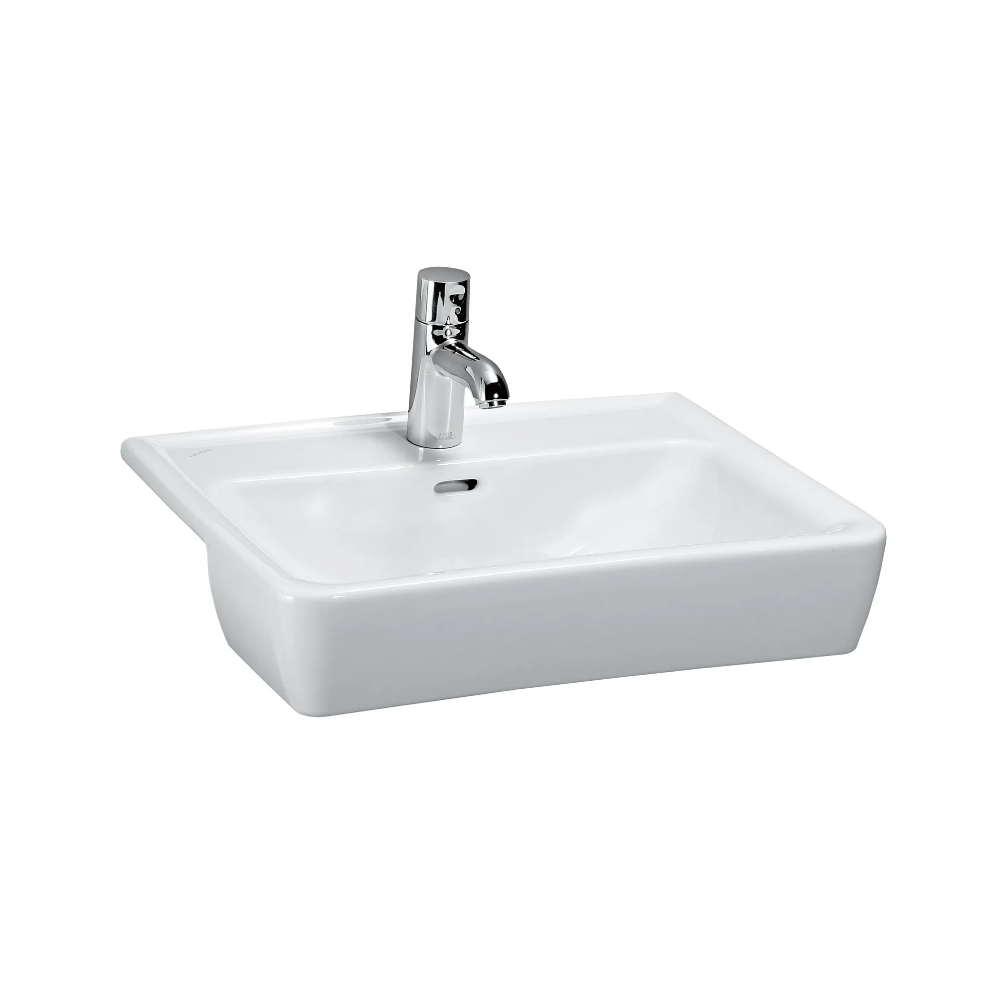 Halbeinbauwaschtisch PRO A 440x560x185 1 Hahnloch mit Überlauf weiß Halbeinbauwaschtisch PRO A 440x560x185 1 Hahnloch mit Überlauf weiß