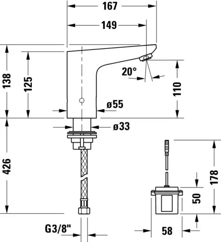 Elektronikwaschtischarmatur batteriebetrieben, chrom