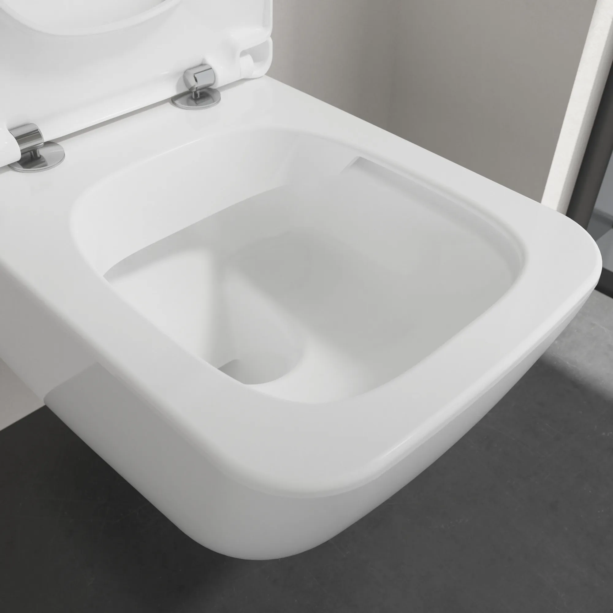 Wand-Tiefspül-WC Combi-Pack DirectFlush „Collaro“ mit SlimSeat 37,5 × 34 × 56 cm in Weiß Alpin, ohne Spülrand, Quick Release, Soft Closing