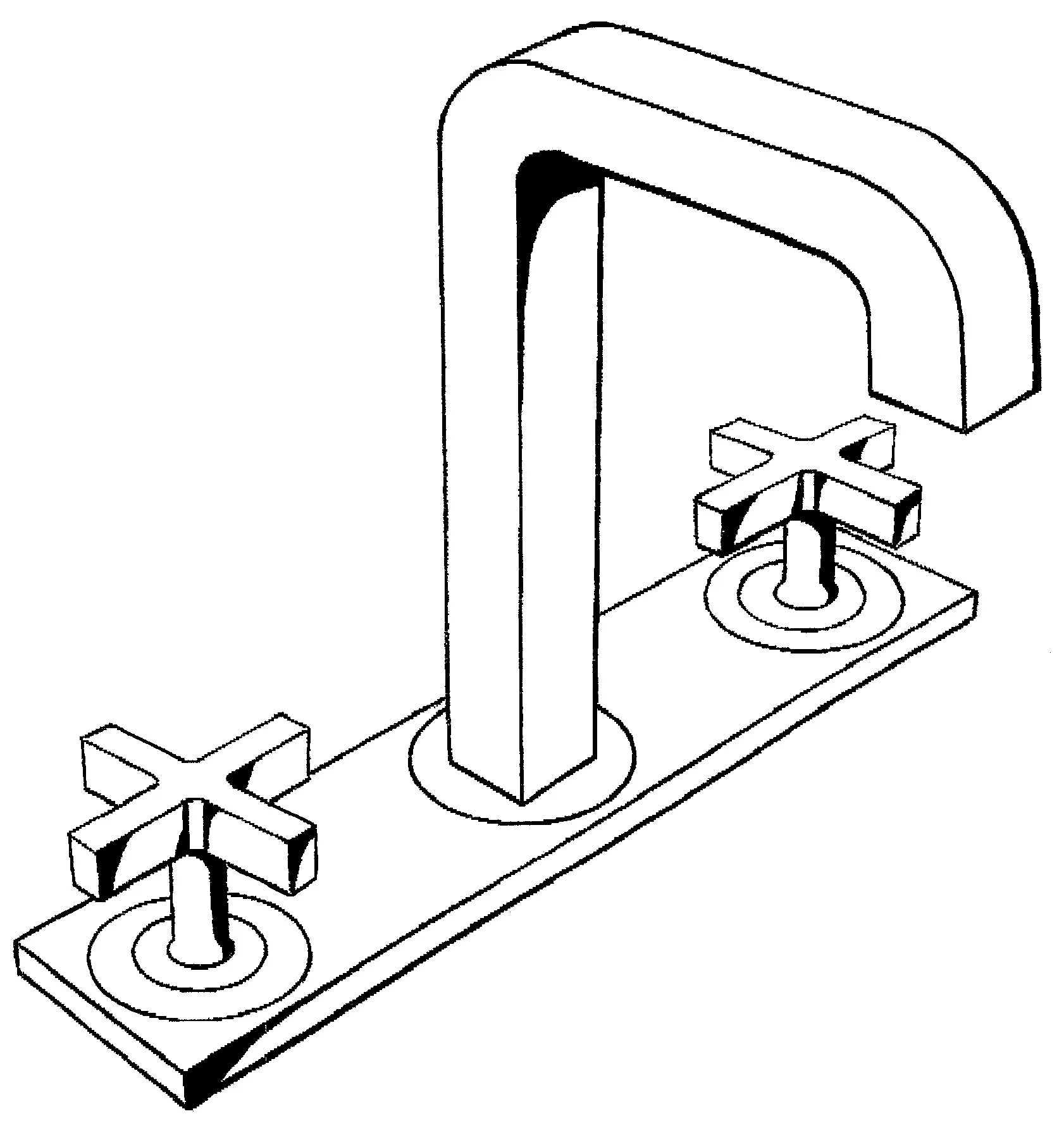 3-Loch Waschtischarmatur Axor Citterio mit Platte u.Kreuzgriffen chrom