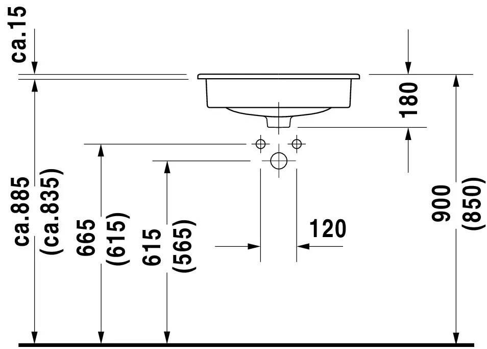 Einbauwaschtisch „D-Code“, Form rechteckig 54,5 × 43,5 cm Einbauwaschtisch „D-Code“, Form rechteckig 54,5 × 43,5 cm