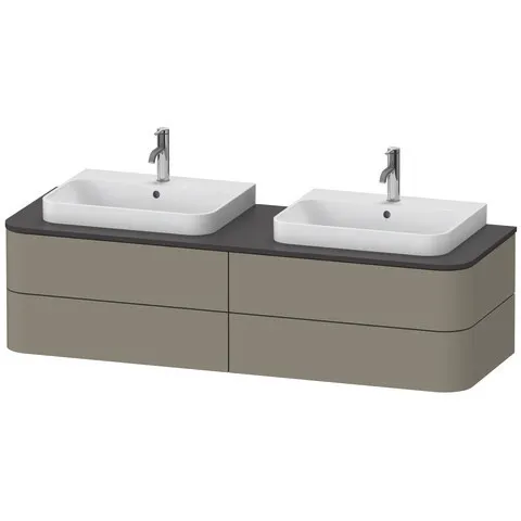 Duravit Waschtischunterschrank wandhängend „Happy D.2 Plus“ 160 × 40,8 × 55 cm Becken: links und rechts / Beleuchtung: ohne / Front- & Korpusfarbe: Steingrau Seidenmatt / Größe: 160 × 55 × 40,8 cm / Oberfläche: Lack / Schubladen: 4 Duravit Waschtischunterschrank wandhängend „Happy D.2 Plus“ 160 × 40,8 × 55 cm Becken: links und rechts / Beleuchtung: ohne / Front- & Korpusfarbe: Steingrau Seidenmatt / Größe: 160 × 55 × 40,8 cm / Oberfläche: Lack / Schubladen: 4