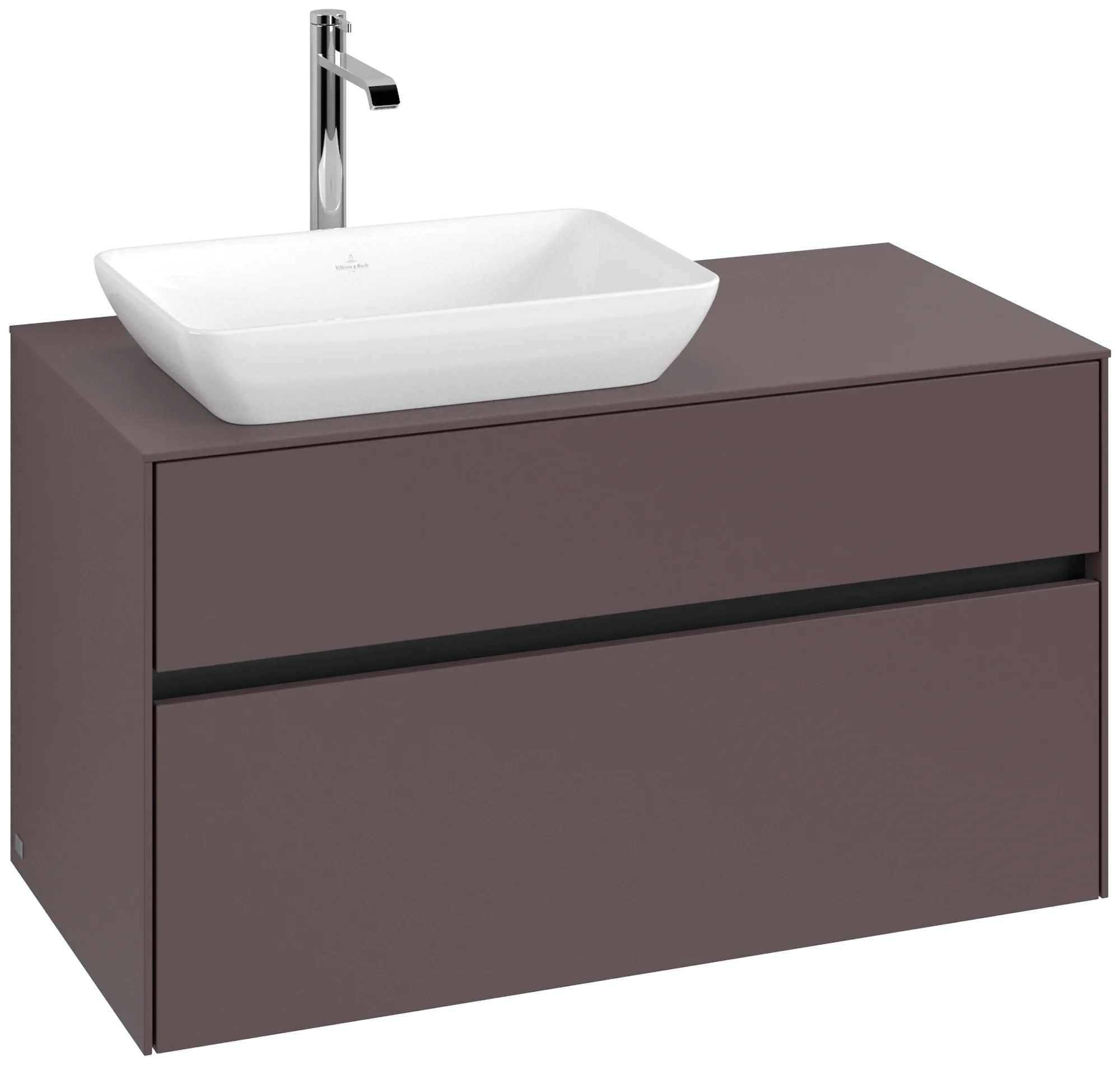 Villeroy & Boch Waschbeckenunterschrank Collaro C11000, Eckig Dark Berry, 1000x548x500mm, 2 Auszüge mit SoftClosing, 1 Waschbecken links Villeroy & Boch Waschbeckenunterschrank Collaro C11000, Eckig Dark Berry, 1000x548x500mm, 2 Auszüge mit SoftClosing, 1 Waschbecken links