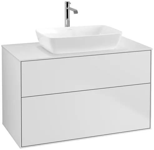Villeroy & Boch Waschtischunterschrank „Finion“ für Schrankwaschtisch 1000 × 603 × 501 mm White Matt Lacquer, für Becken mittig, mit Hahnlochbohrung Villeroy & Boch Waschtischunterschrank „Finion“ für Schrankwaschtisch 1000 × 603 × 501 mm White Matt Lacquer, für Becken mittig, mit Hahnlochbohrung