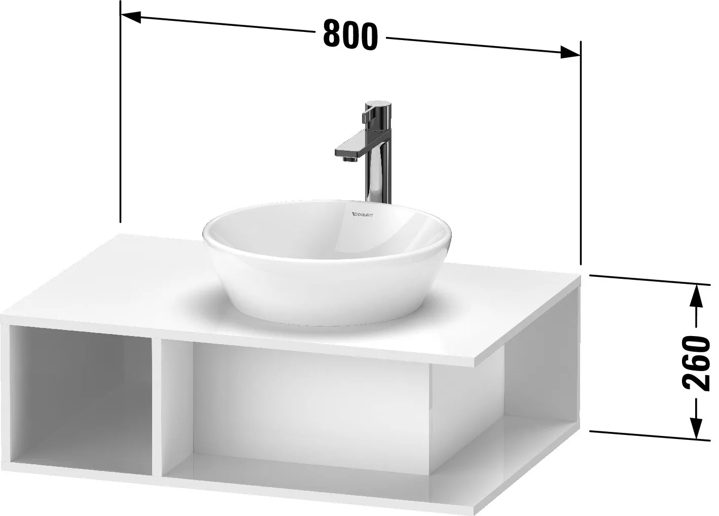 Duravit Waschtischunterschrank wandhängend „D-Neo“ 80 × 26 × 55 cm in Nussbaum Dunkel