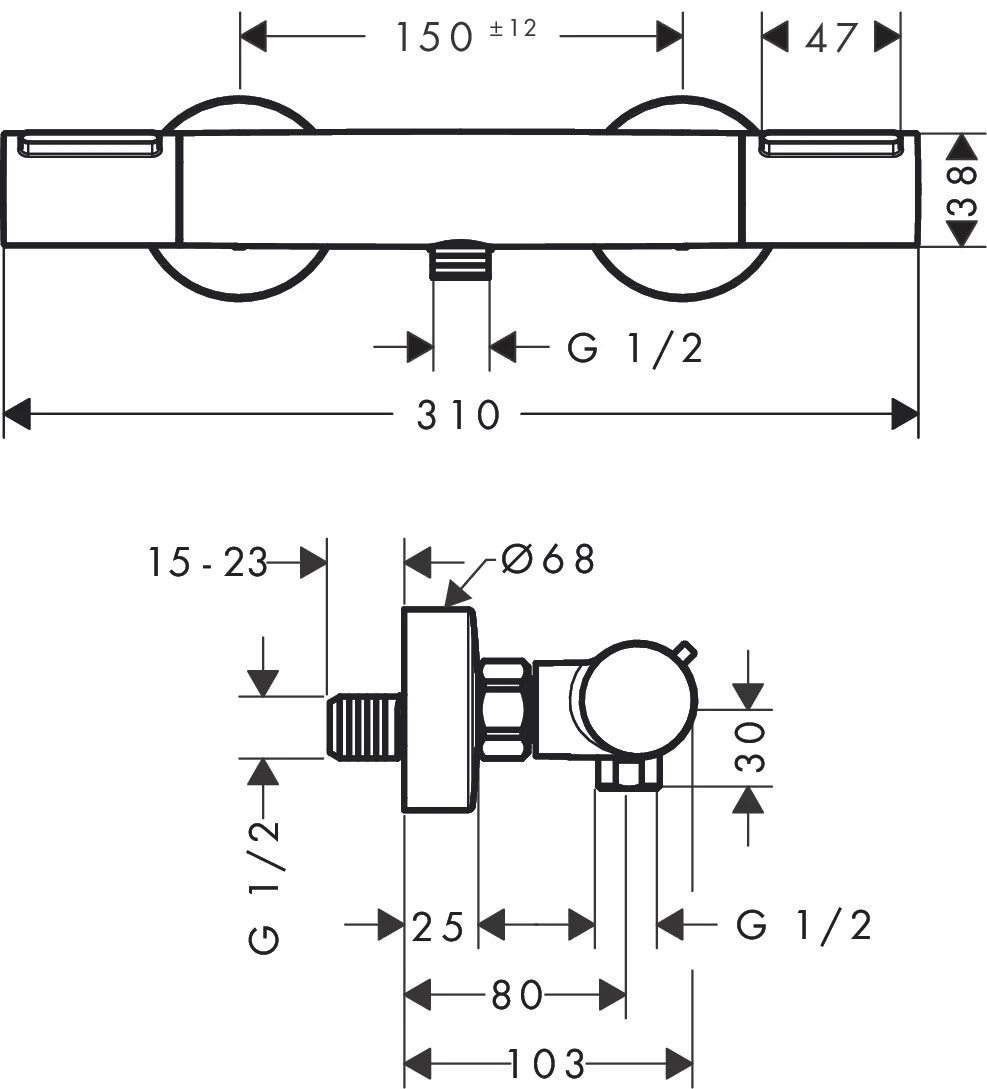 Ecostat Element Brausethermostat Aufputz Chrom