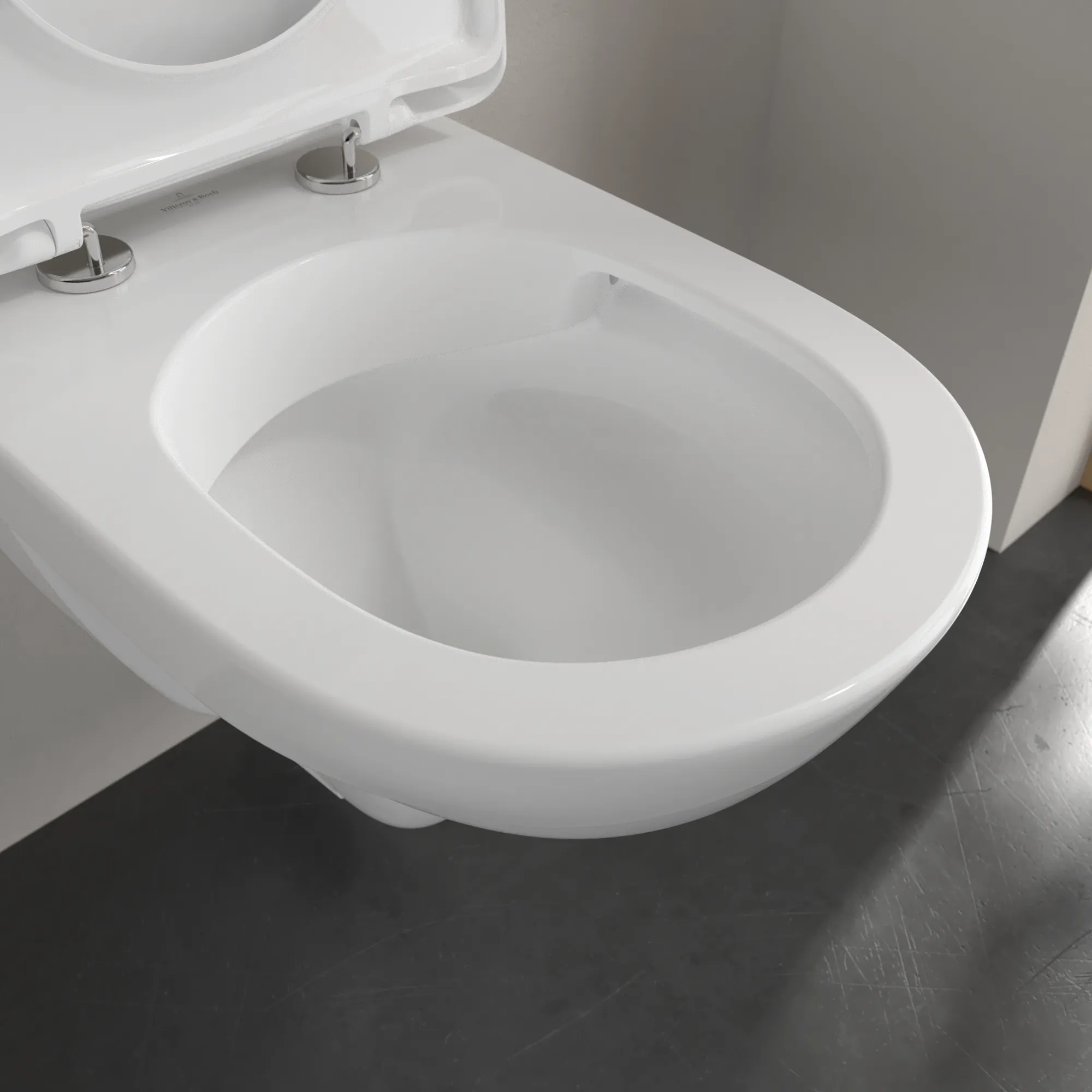 Villeroy & Boch O.novo Tiefspül-WC Compact spülrandlos, oval, weiß Alpin CeramicPlus, 360x490 mm, Höhe 350 mm, wandhängend