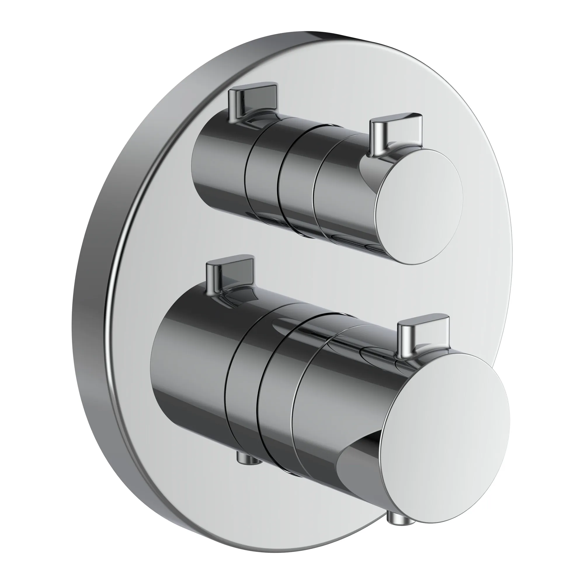 2-Griff-Wannenthermostat, Unterputz, MEDA zu SIMIBOX Standard und SIMIBOX Light, 1 Mischwasserabgang Sicherheitstaste (38°C) 2-Wege-Mengenregulierung Thermostatische Patrone Temperaturgriff komplett Mengengriff komplett, chrom