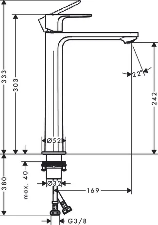 Waschtischmischer Rebris S 240 CoolStart o.Zugstange chrom Waschtischmischer Rebris S 240 CoolStart o.Zugstange chrom