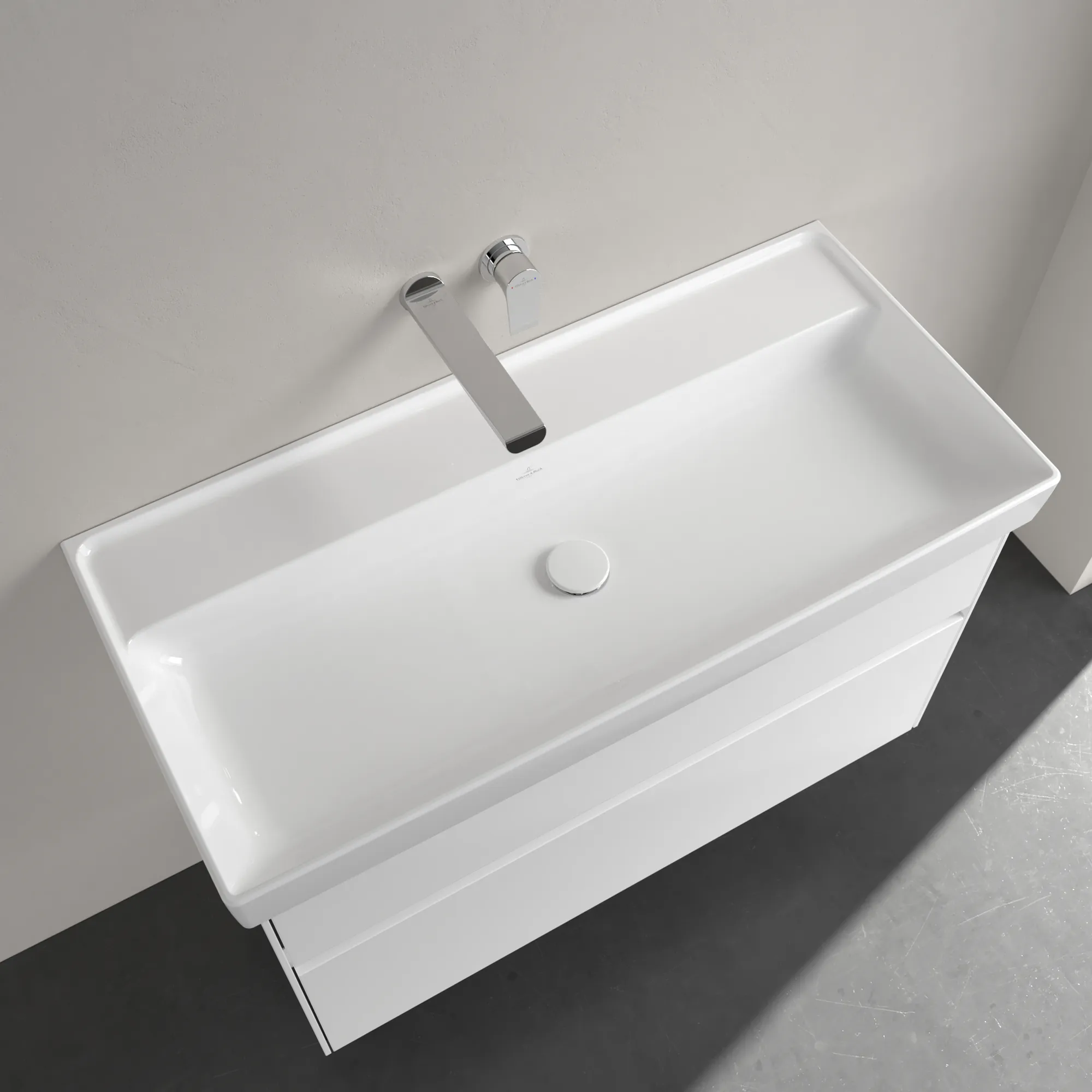 Villeroy & Boch Schrankwaschtisch aus TitanCeram „Collaro“ 1000 × 470 × 160 mm, ohne Hahnlochbohrung in Weiß Alpin Villeroy & Boch Schrankwaschtisch aus TitanCeram „Collaro“ 1000 × 470 × 160 mm, ohne Hahnlochbohrung in Weiß Alpin