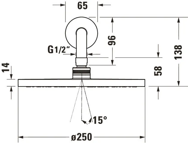 Duravit Kopfbrausenset Minus Flow, D250, Rund - Brausearm 410mm, Chrom HG Duravit Kopfbrausenset Minus Flow, D250, Rund - Brausearm 410mm, Chrom HG