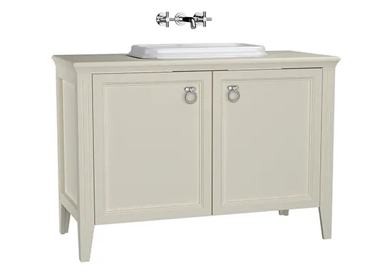 VitrA Valarte Einbauwaschtisch-Set 118 cm, Weiß Hochglanz mit Elfenbein Matt