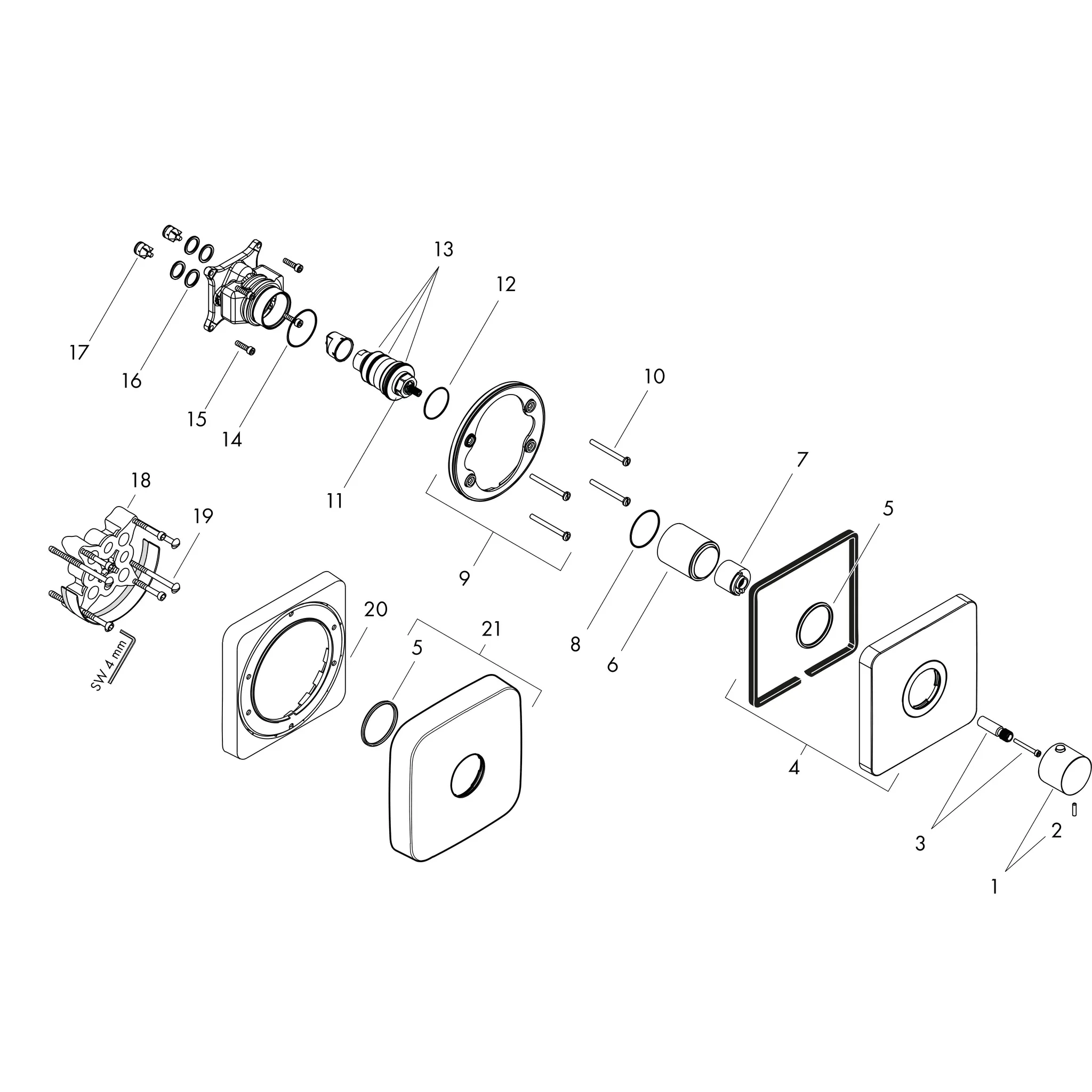Thermostat UP Axor ShowerSelect Highflow Fertigset chrom Thermostat UP Axor ShowerSelect Highflow Fertigset chrom