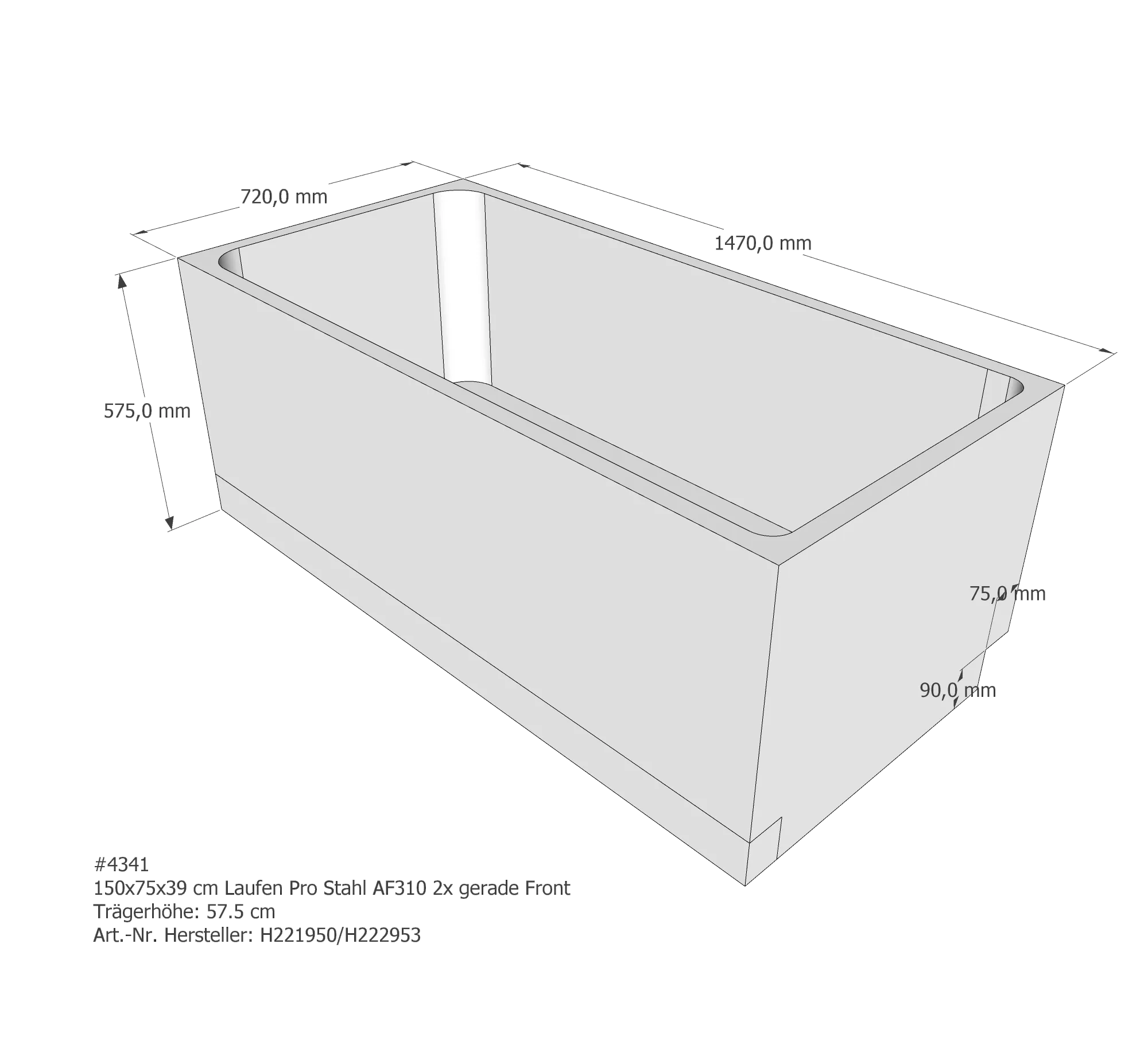 Badewannenträger passend für Laufen 150 × 75 × 39 cm Badewannenträger passend für Laufen 150 × 75 × 39 cm