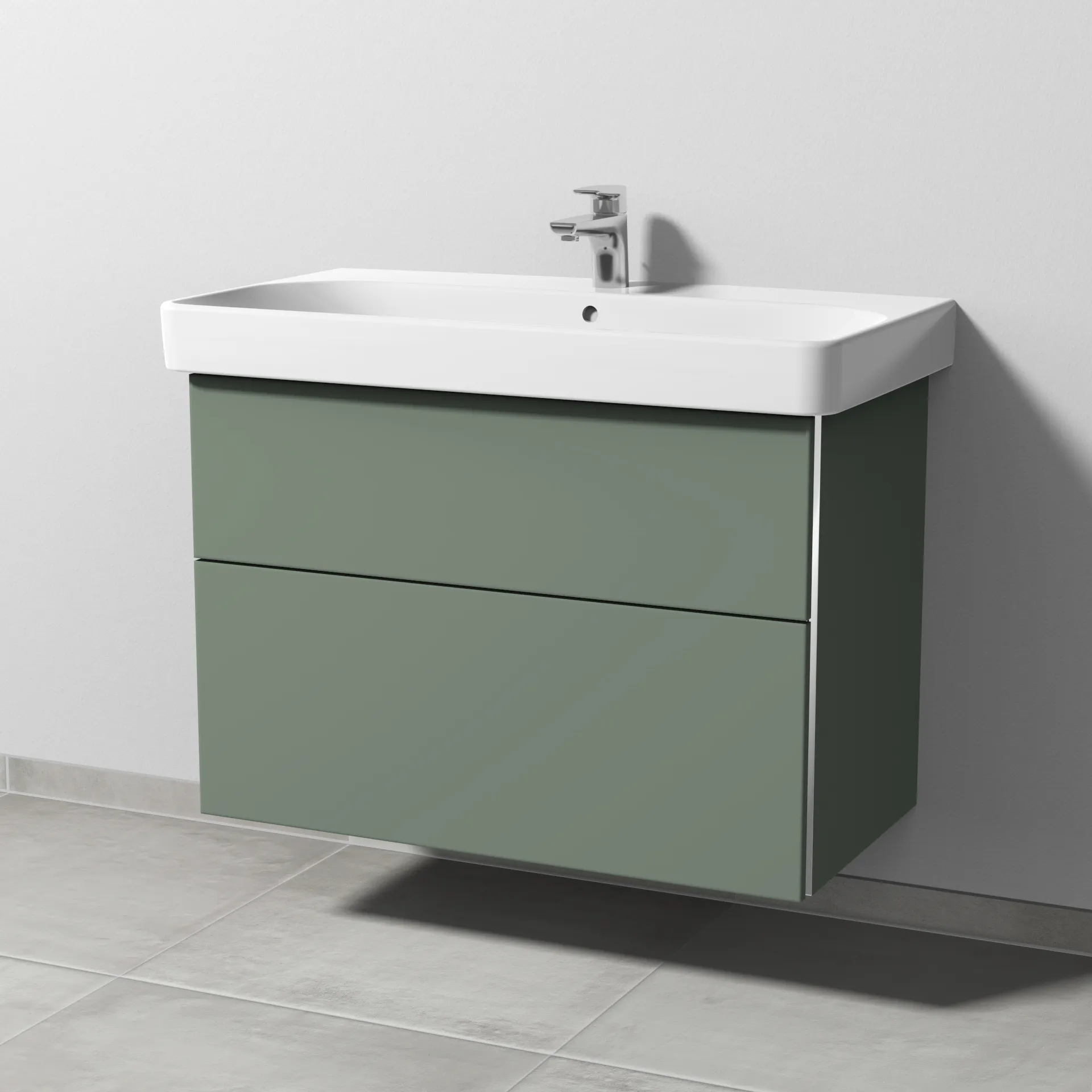 Sanipa Waschtischunterschrank „3way“ passend zu Keramik-Waschtische Smyle Square von Geberit 830 × 593 × 442 mm in Soft-Green