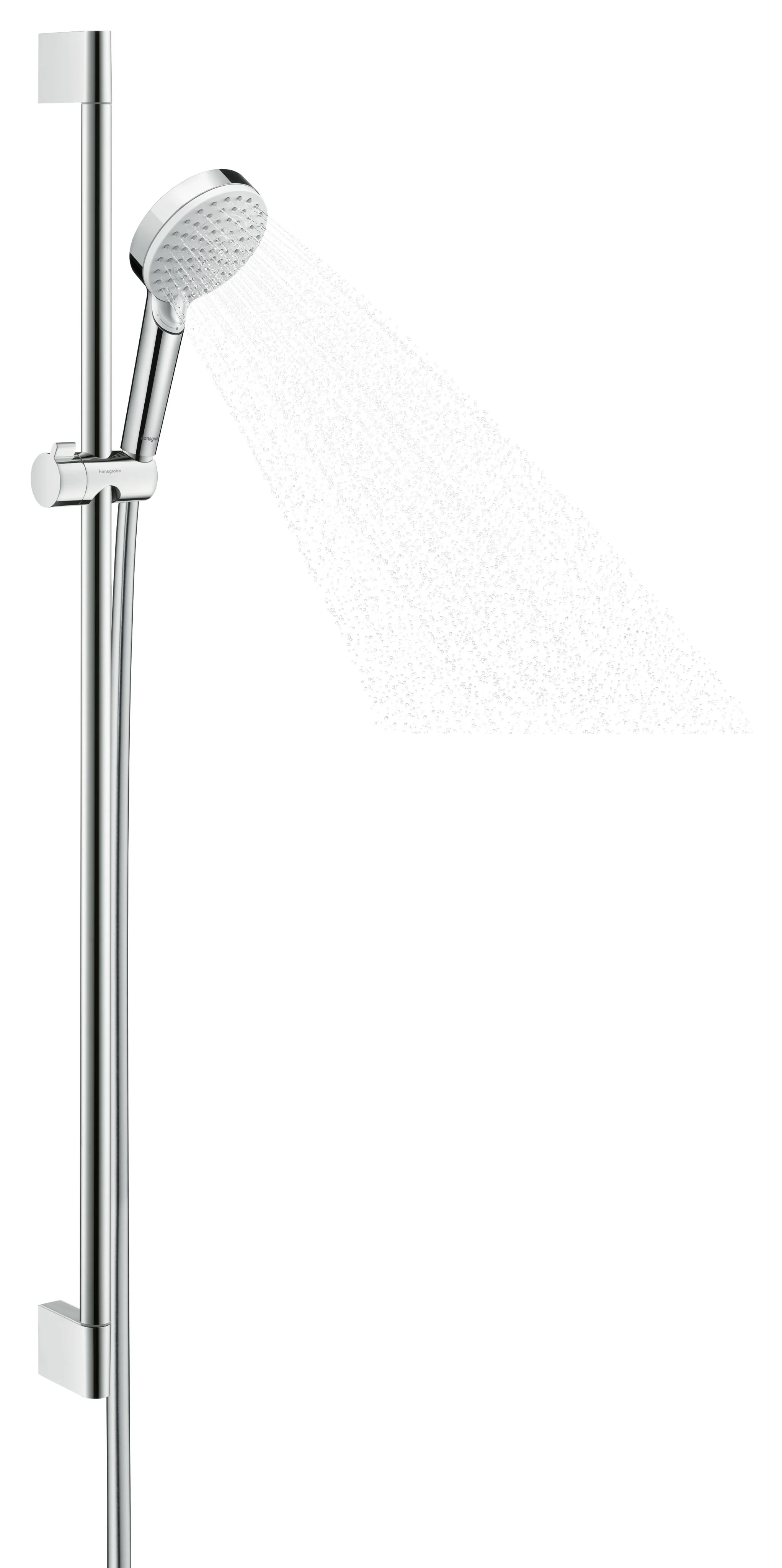 Hansgrohe Crometta Brausenkombi Vario mit Ecostat 1001 CL Thermostat, 90 cm Brausestange, weiß/chrom, 100 mm Brausekopfgröße