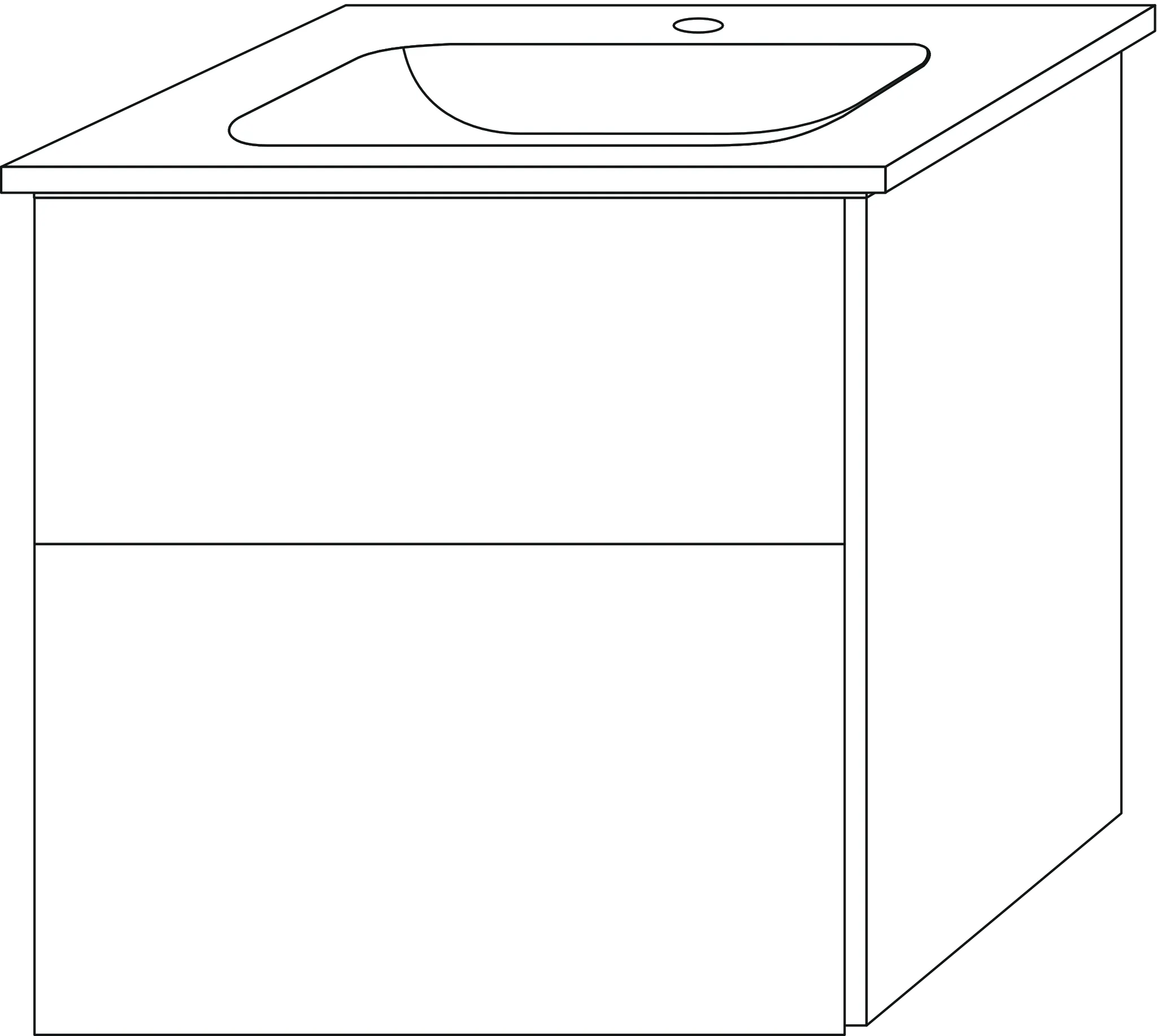 Sanipa Keramik-Waschtisch-Set mit Waschtischunterschrank „3way“ 57 × 46 × 58,2 cm in Anthrazit-Matt, mittig