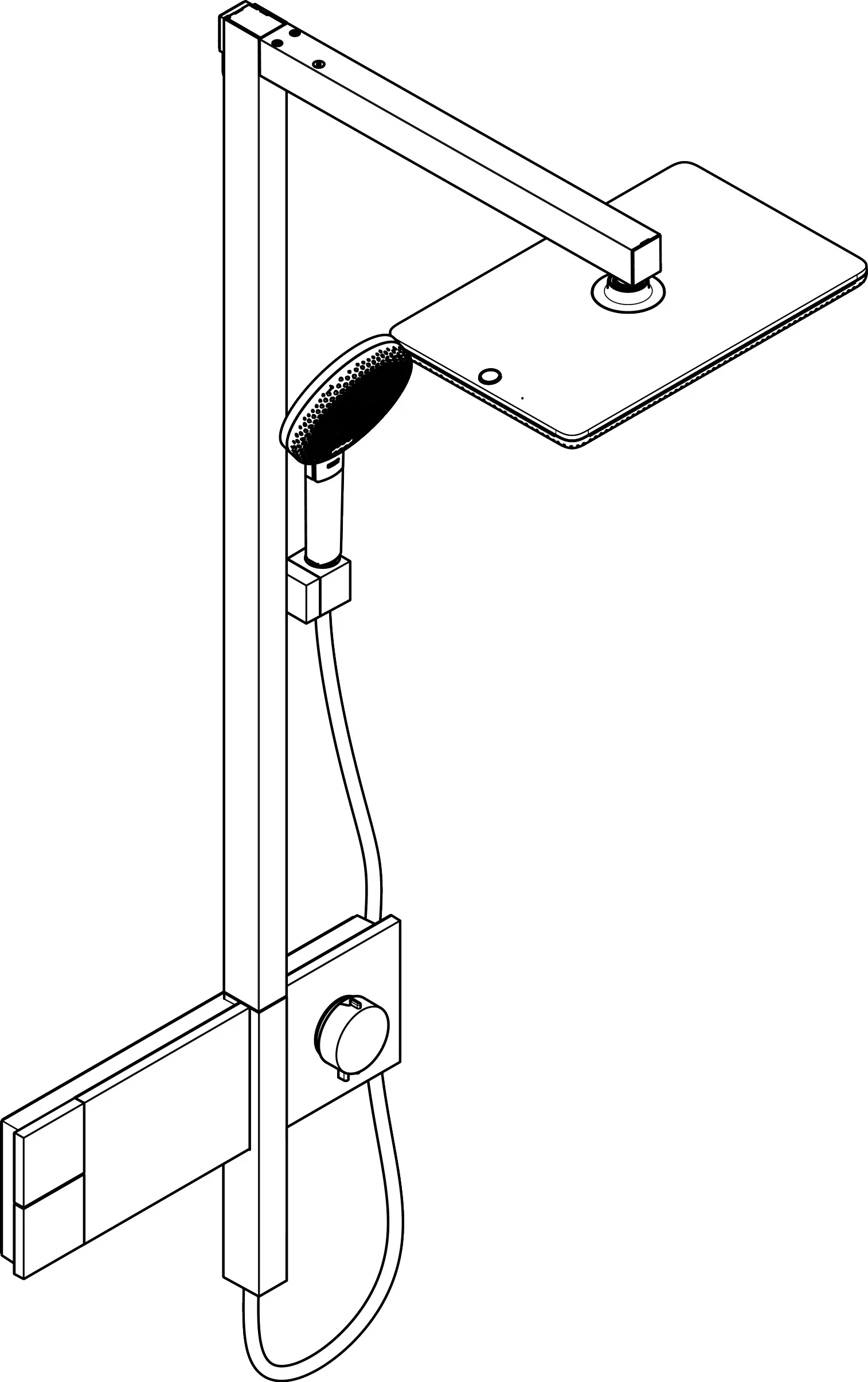 Hansgrohe Showerpipe Raindance Alive Q, Chrom, 210/340 1jet EcoSmart Thermostat, Aufputzinstallation, G 1/2, 150 ± 12 mm