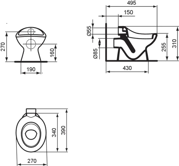 Ideal Standard Contour 21 Standtiefspül-WC, weiß, Höhe 31 cm Ideal Standard Contour 21 Standtiefspül-WC, weiß, Höhe 31 cm