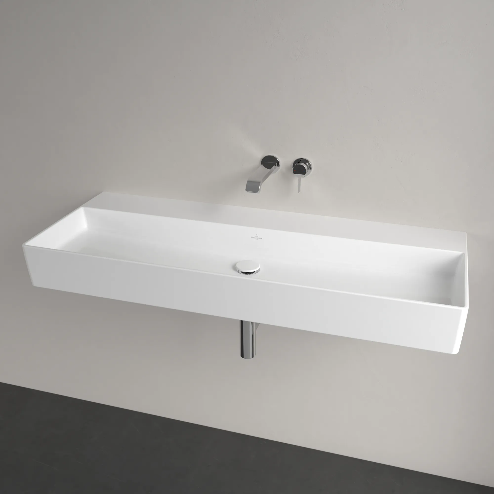 Villeroy & Boch Wandwaschtisch aus TitanCeram geschliffen „Memento 2.0“ 1200 × 470 × 150 mm, ohne Hahnlochbohrung in Weiß Alpin Villeroy & Boch Wandwaschtisch aus TitanCeram geschliffen „Memento 2.0“ 1200 × 470 × 150 mm, ohne Hahnlochbohrung in Weiß Alpin