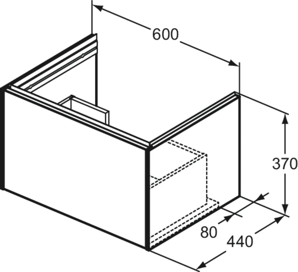 Ideal Standard Waschtischunterschrank „Conca“ 60 × 36,3 × 44 cm Anthrazit matt lackiert Ideal Standard Waschtischunterschrank „Conca“ 60 × 36,3 × 44 cm Anthrazit matt lackiert