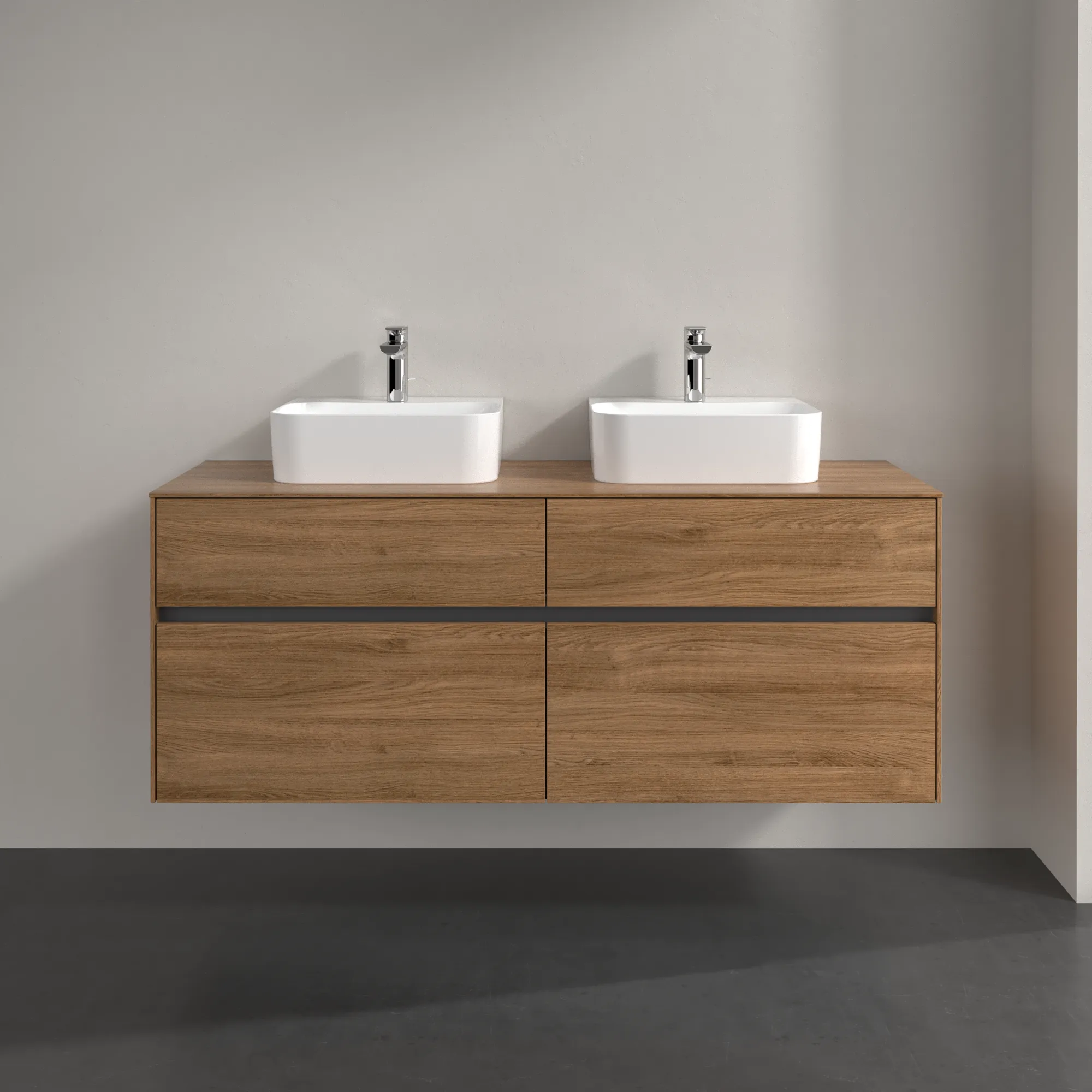 Villeroy & Boch Waschtischunterschrank „Collaro“ 140 × 54,8 × 50 cm mit Beleuchtung, links und rechts